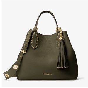 Michael Kors Brooklyn Satchel Bag Two-Way Large Olive Green